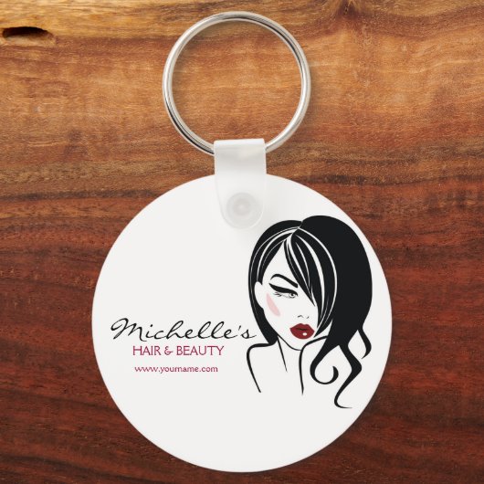 波毛の素敵な女の子メイクアップアイコン キーホルダー (正面)