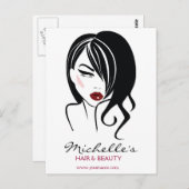 波毛の素敵な女の子メイクアップアイコン ポストカード (正面/裏面)