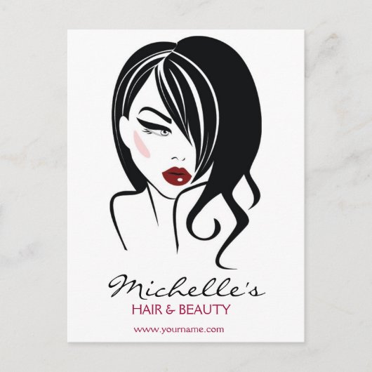 波毛の素敵な女の子メイクアップアイコン ポストカード (正面)