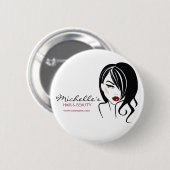 波毛の素敵な女の子メイクアップアイコン 缶バッジ (正面&裏面)