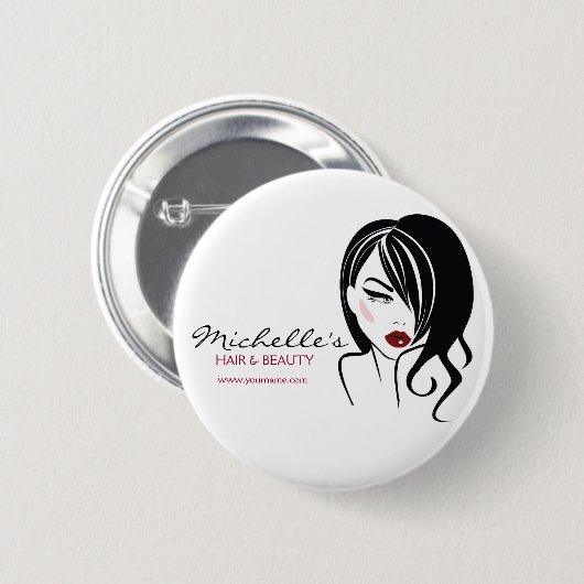 波毛の素敵な女の子メイクアップアイコン 缶バッジ (正面&裏面)