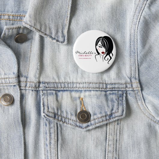 波毛の素敵な女の子メイクアップアイコン 缶バッジ (インサイチュ)