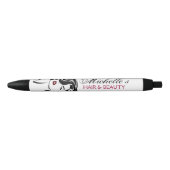 波毛の素敵な女の子メイクアップアイコン 黒ボールペン (正面)