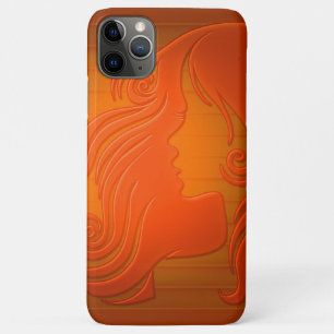 波毛の美しいイラストレーションの若い女性 iPhone 11 PRO MAXケース