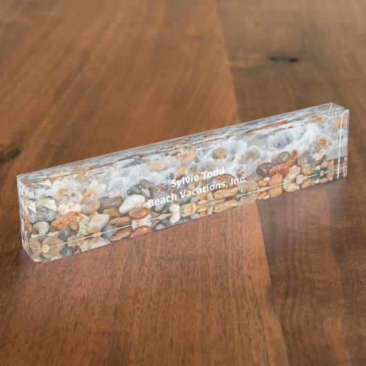 波洗いビーチ小石机用ネームプレート デスクネームプレート (側面)