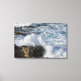 波浪が岩に砕ける キャンバスプリント