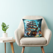 波浪を通る不思議な海賊船 クッション (椅子)