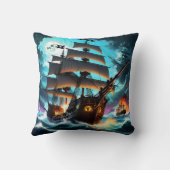 波浪を通る不思議な海賊船 クッション (裏面)