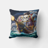 波浪カラフルを航行する海賊船 クッション (裏面)