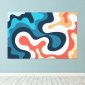 波浪モダン波カラフル抽象芸術自然アート キャンバスプリント (インサイチュ (ウッドフロア))