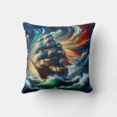 波浪威厳のあるを航行する海賊船 クッション (裏面)