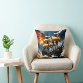 波浪威厳のあるを航行する海賊船 クッション (椅子)