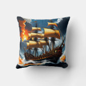 波浪威厳のあるを航行する海賊船 クッション (裏面)