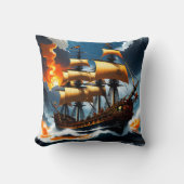 波浪威厳のあるを航行する海賊船 クッション (正面)