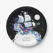 波浪海賊おもしろい誕生日 ペーパープレート (正面)