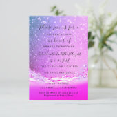 波海明るい赤紫色ピンクブライダル結婚ズ誕生日 招待状 (スタンド正面)