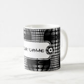 波点々のある壁紙ブラック&ホワイト コーヒーマグカップ (正面右)