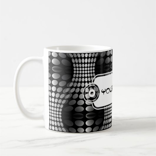 波点々のある壁紙ブラック&ホワイト コーヒーマグカップ (左)