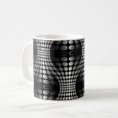 波点々のある壁紙ブラック&ホワイト コーヒーマグカップ (正面左)
