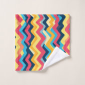 波状のジグザグ色 バスタオルセット (ウォッシュタオル)