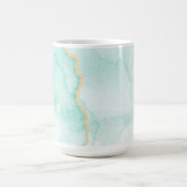 波状のターコイズブルー大理石の水色タイル コーヒーマグカップ (中央)