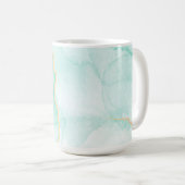 波状のターコイズブルー大理石の水色タイル コーヒーマグカップ (正面右)