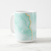 波状のターコイズブルー大理石の水色タイル コーヒーマグカップ (正面左)