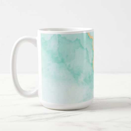 波状のターコイズブルー大理石の水色タイル コーヒーマグカップ (左)