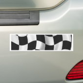 波状のチェック模様の旗 バンパーステッカー (車上)