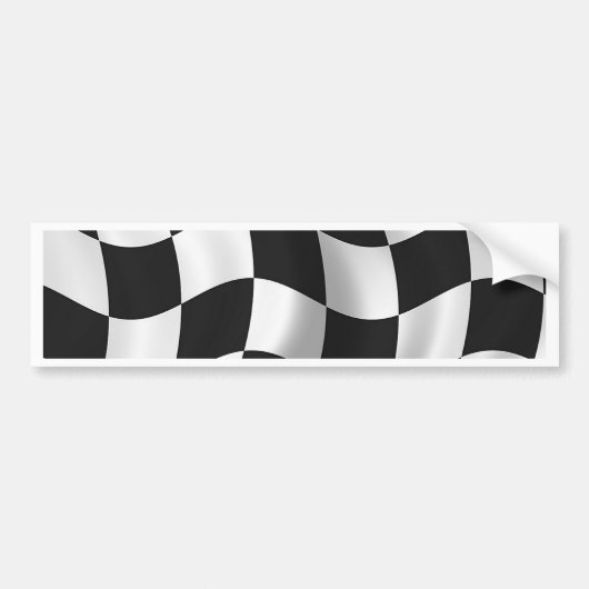 波状のチェック模様の旗 バンパーステッカー (正面)