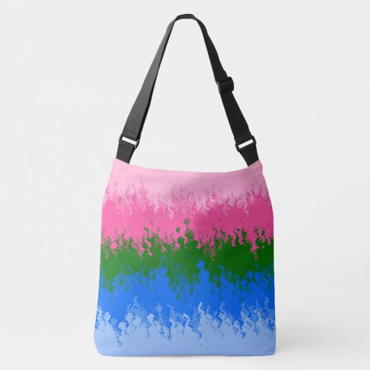 波状のトリップ（幻覚体験）のような抽象芸術オムニロマンプライド旗 クロスボディバッグ (正面)