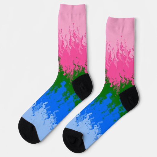 波状のトリップ(幻覚体験)のような抽象芸術オムニロマンプライド旗 ソックス (左)