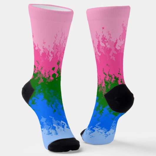 波状のトリップ(幻覚体験)のような抽象芸術オムニロマンプライド旗 ソックス (傾斜あり)