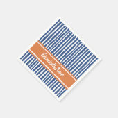 波状のパイストライプンタリーの大虐殺と名前の付いた青 スタンダードカクテルナプキン (角)