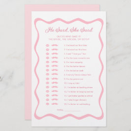 波状のピンクのブライダルシャワー彼は彼女はゲームを言った