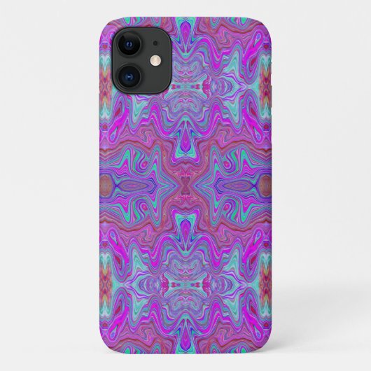 波状のマゼンタとブルーのトリッピーマーブル模様 Case-Mate iPhoneケース (裏面)