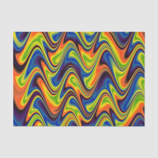 波状のマルチカラー抽象画 薄葉紙 (正面)