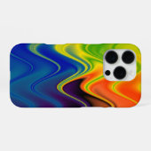波状のマルチカラー抽象画 iPhoneケース (裏面横)