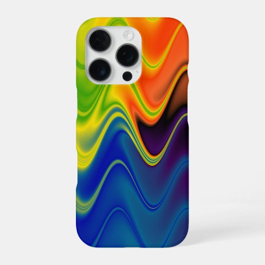 波状のマルチカラー抽象画 iPhoneケース (裏面)