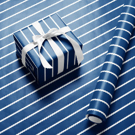 波状のラインかわいいシンプル青い白い休日 ラッピングペーパー