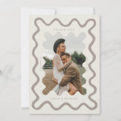 波状の手描きライン結婚クリームの写真 サンキューカード (正面)