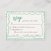 波状の手書き落書きスクライグル結婚RSVP エンクロージャーカード (正面)