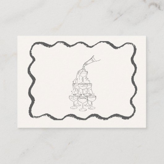 波状の手書き落書きスクライグル結婚RSVP エンクロージャーカード (裏面)