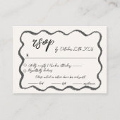 波状の手書き落書きスクライグル結婚RSVP エンクロージャーカード (正面)