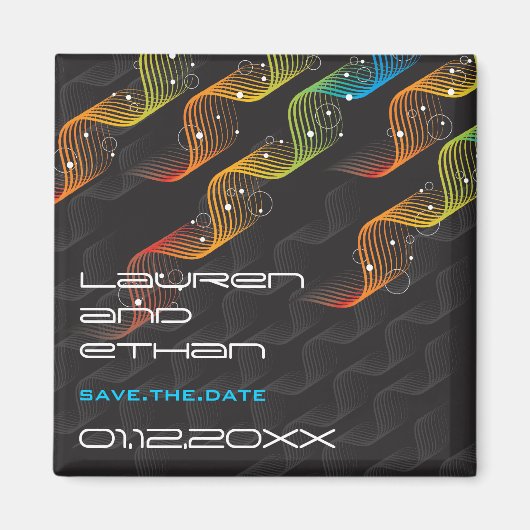 波状の抽象的なねじれ| 01 *日付の磁石を救って下さい マグネット (正面)