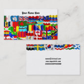 波状の旗の壁紙、ここのあなたの名前 名刺 (正面/裏面)