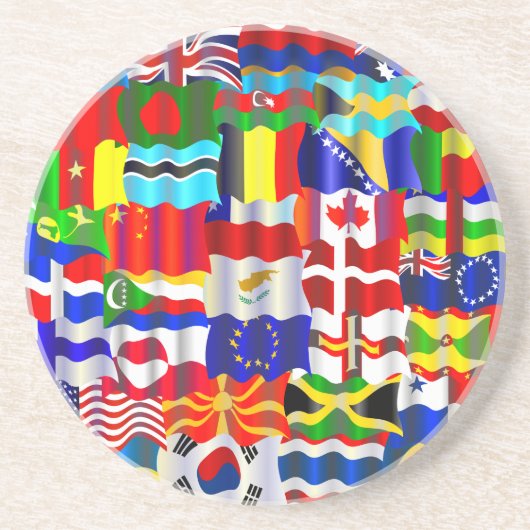 波状の旗の壁紙 コースター (正面)