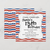 波状の星と縞模様 招待状 (正面/裏面)