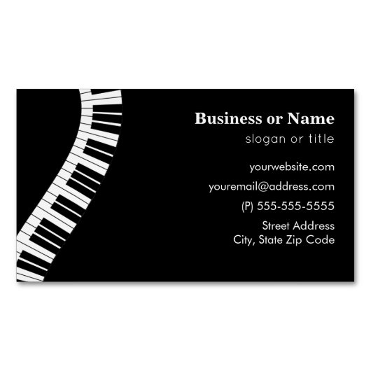 波状の曲がったピアノ鍵 マグネット名刺 (正面)