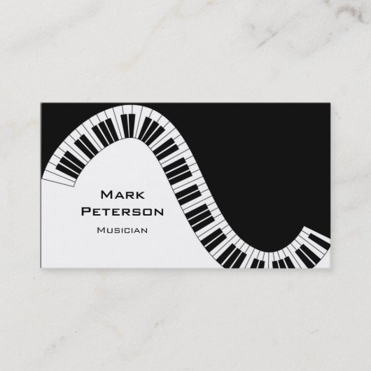 波状の曲がったピアノ鍵 名刺 (正面)
